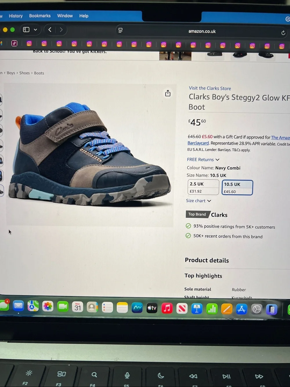 Boys Clark’s Steggy2 Glow Fashion Boot